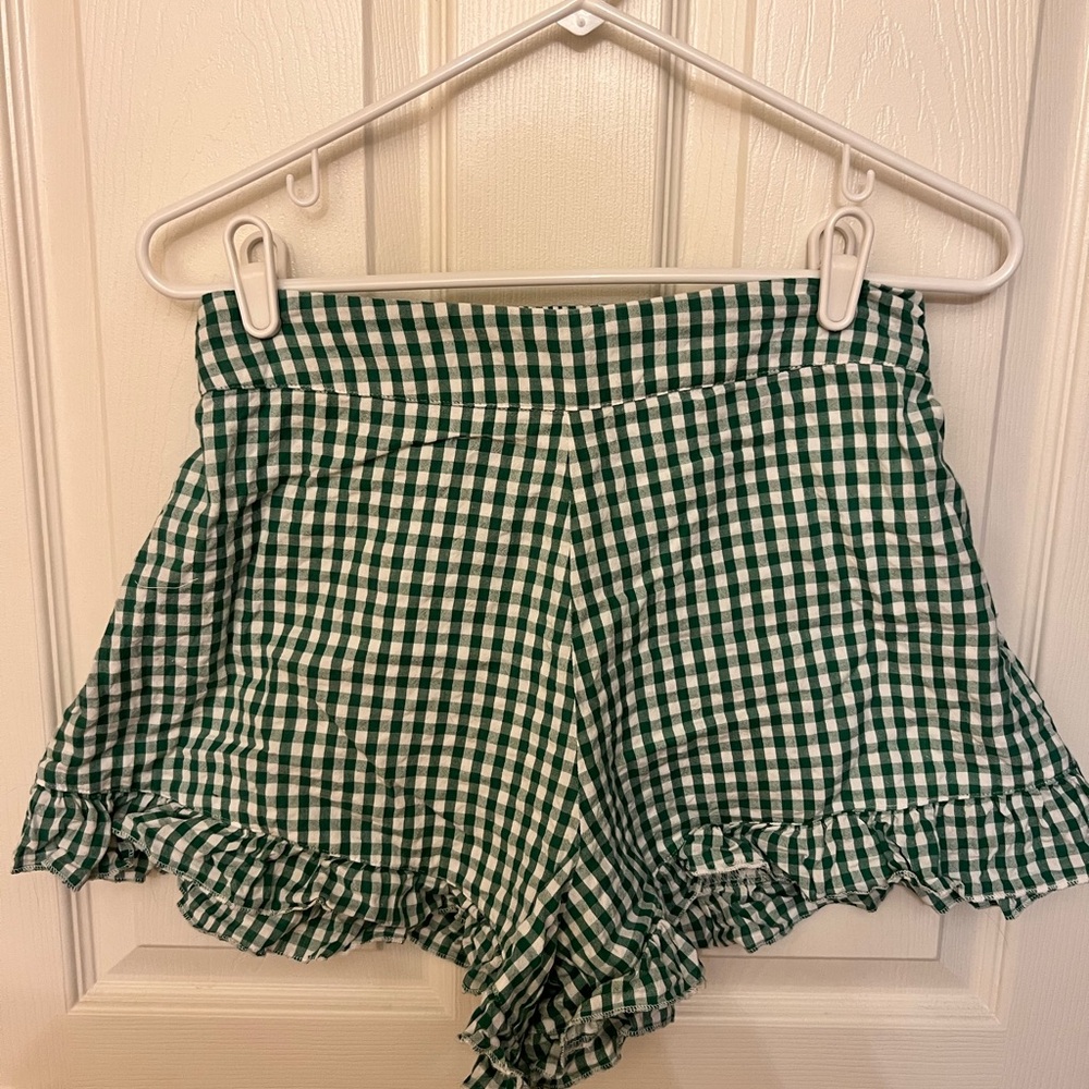 Green Gingham Women's Shorts